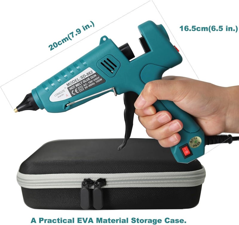 LEBACUTE Professional Hot Glue Gun Kit with Case, Full Size Hot Glue Guns Luxury Set with 4Pcs Different Interchangeable Copper Nozzle Set and Glue gun Sticks 12Pcs - Image 2